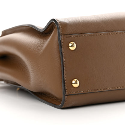 Fendi Vitello Seta Fabric Jacquard Pequin Medium Peekaboo Iconic Satchel Foresta Tobacco 10 of 15