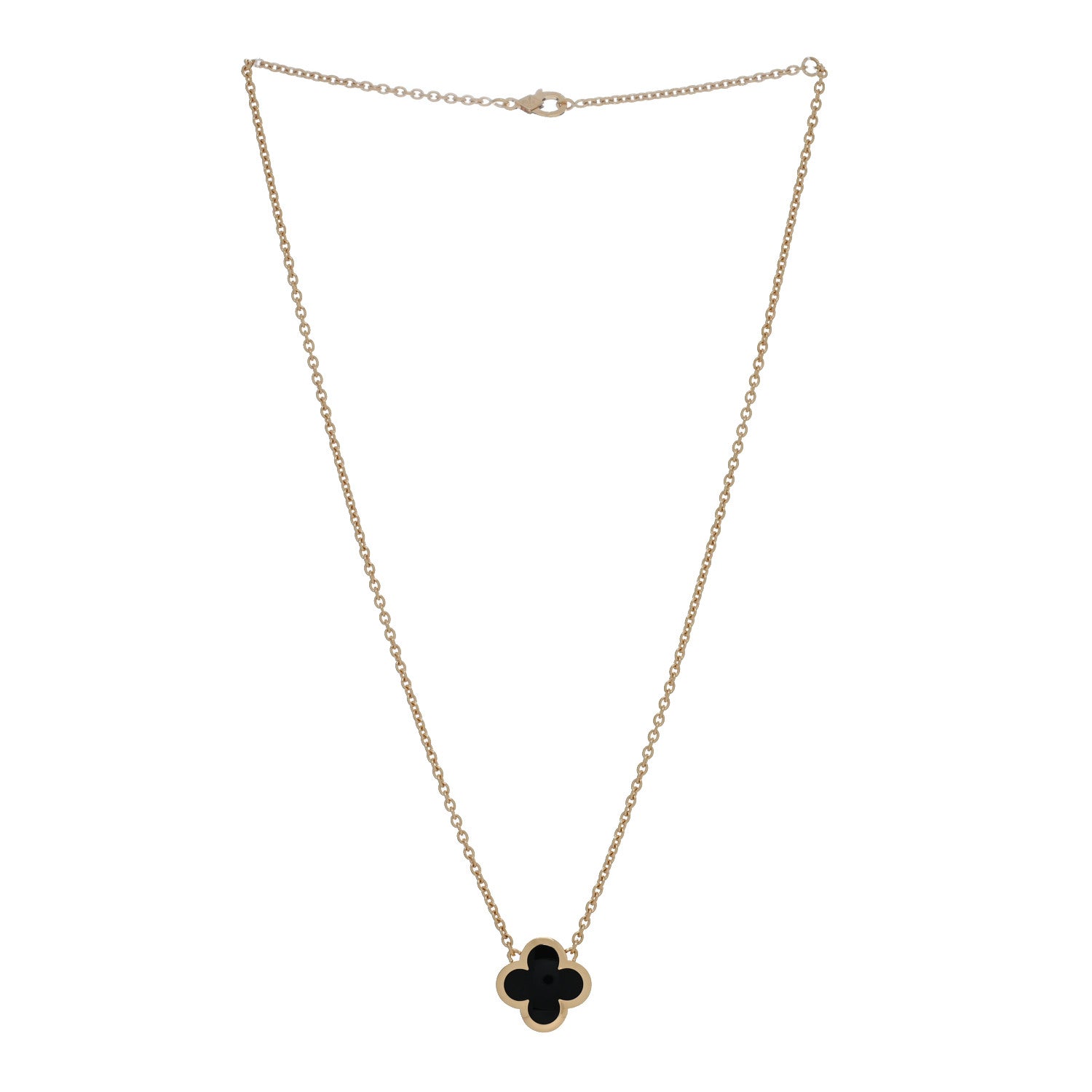 Van Cleef & Arpels 18K Yellow Gold Black Onyx Pure Alhambra Pendant Necklace 3 of 4