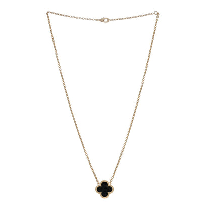 Van Cleef & Arpels 18K Yellow Gold Black Onyx Pure Alhambra Pendant Necklace 3 of 4