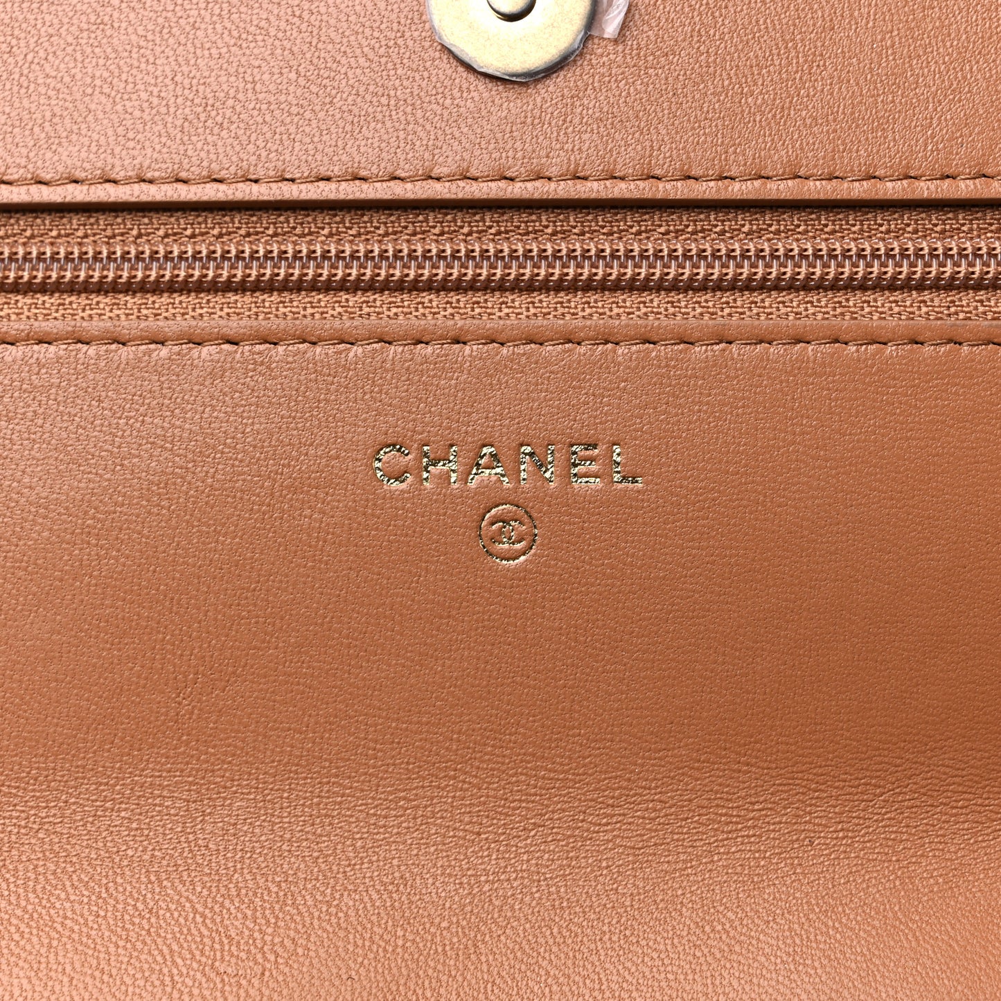 Lambskin Quilted Chanel 19 Wallet On Chain WOC Brown