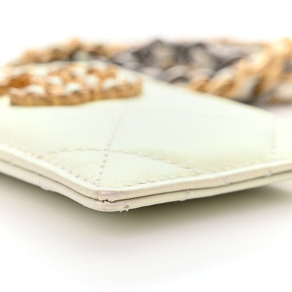 Chanel Iridescent Calfskin Quilted Chanel 19 Card Holder On Chain White 10 of 12