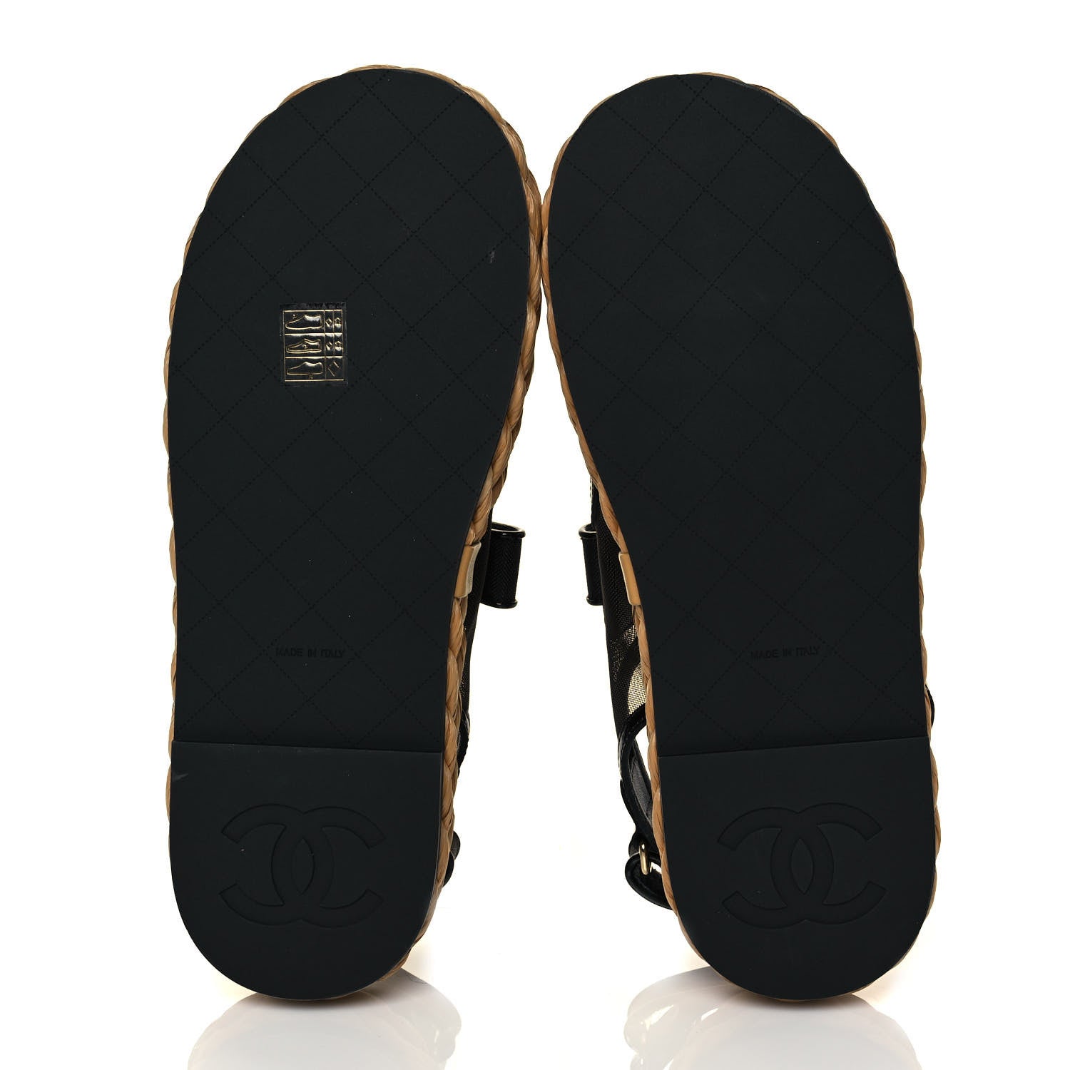 Chanel Mesh Patent Calfskin Velcro Dad Sandals 41 Black 5 of 9