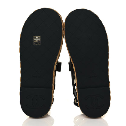 Chanel Mesh Patent Calfskin Velcro Dad Sandals 41 Black 5 of 9