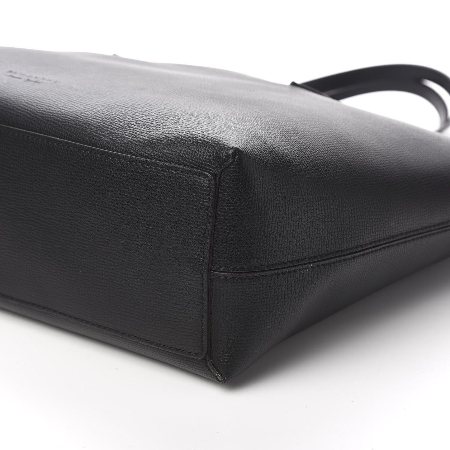 Grainy Calfskin Haymarket Check Medium Reversible Tote Black