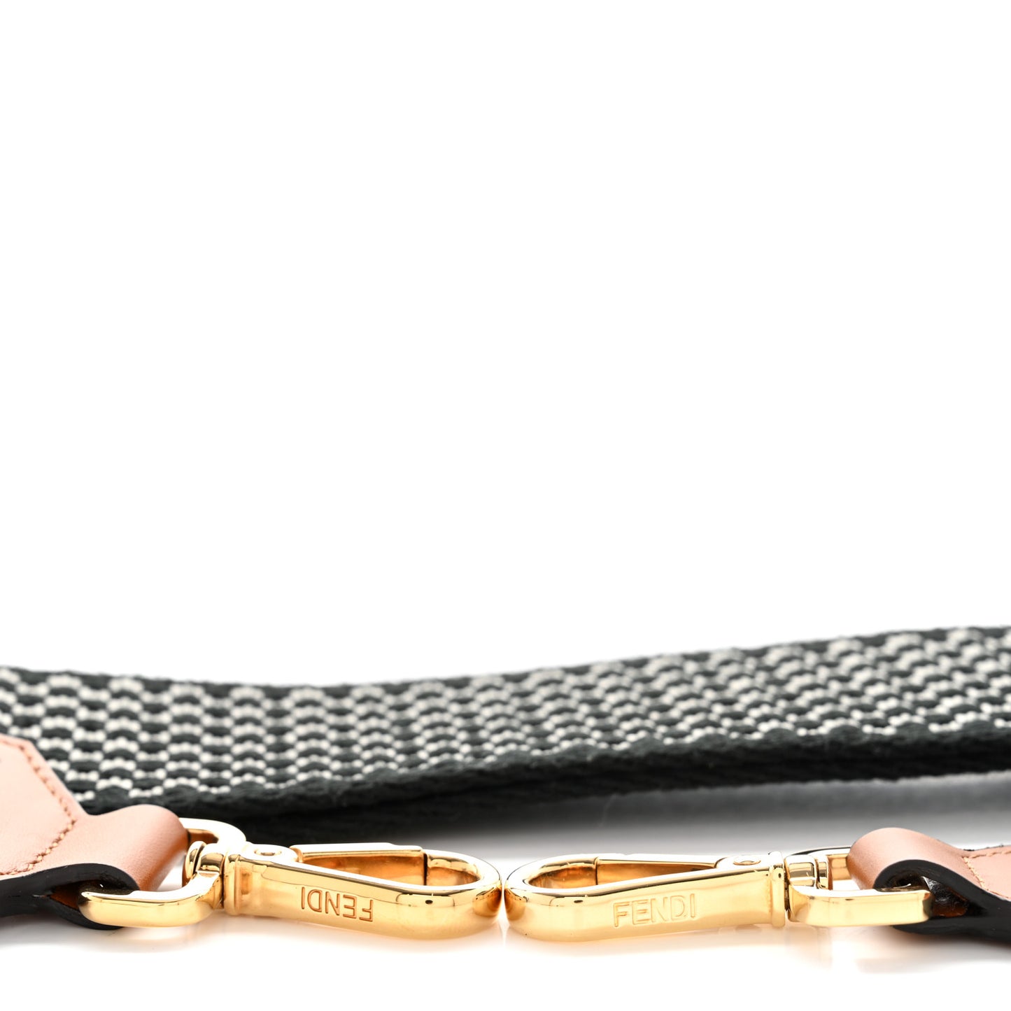 Ribbon Vitello King Logo Embossed Gingham Woven Adjustable Strap You Panna Black Cuoio