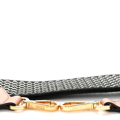 Fendi Ribbon Vitello King Logo Embossed Gingham Woven Adjustable Strap You Panna Black Cuoio 6 of 6