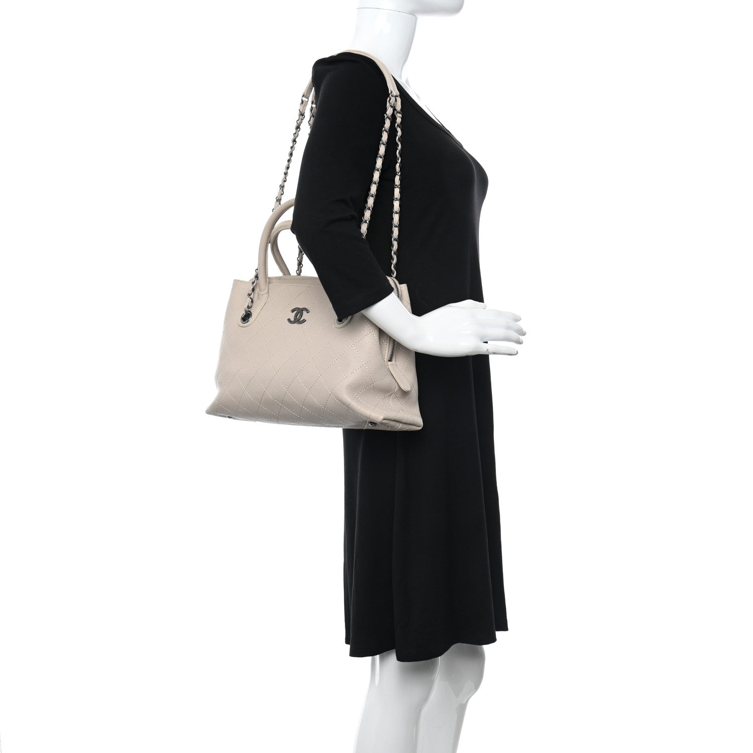 Chanel Grained Vegetal Calfskin Small Urban Shopping Tote Beige 2 of 11