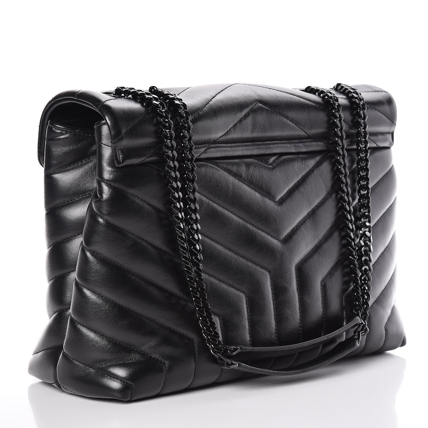 Saint Laurent Calfskin Y Quilted Monogram Medium Loulou Chain Satchel Black 3 of 11