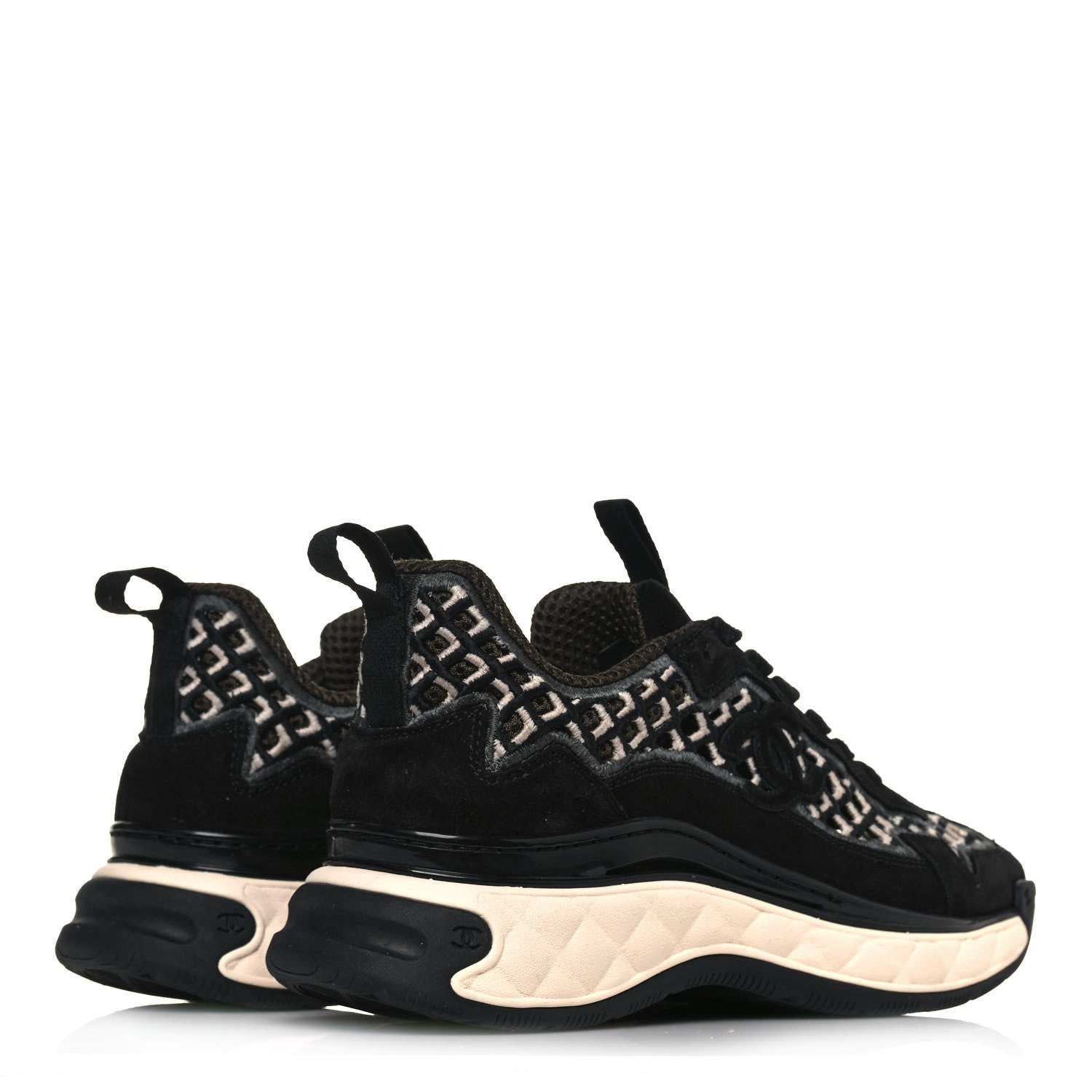 Chanel Suede Calfskin Embroidered CC Sneakers 36 Black 4 of 8