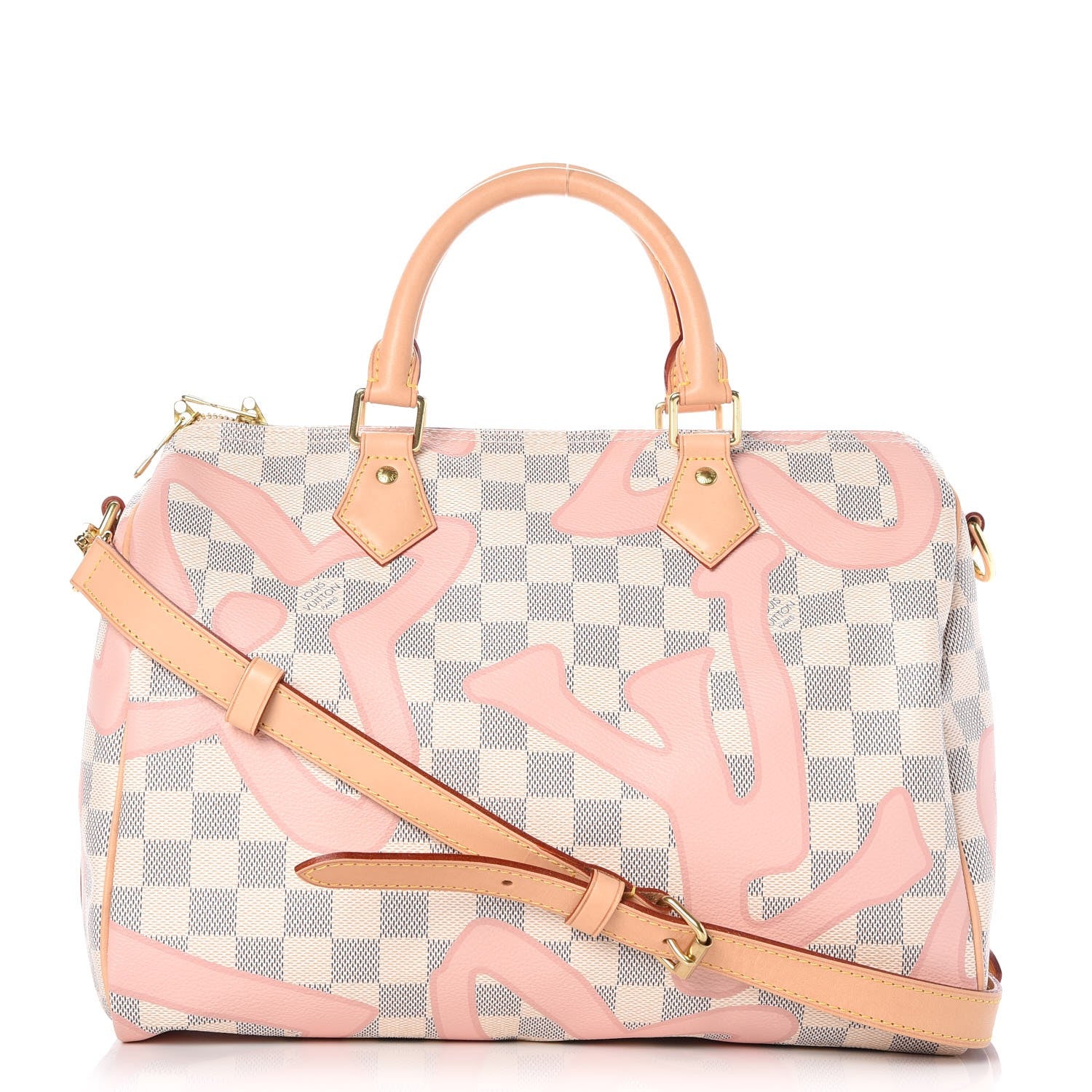 Louis Vuitton Damier Azur Tahitienne Speedy Bandouliere 30 Rose Ballerine 1 of 9