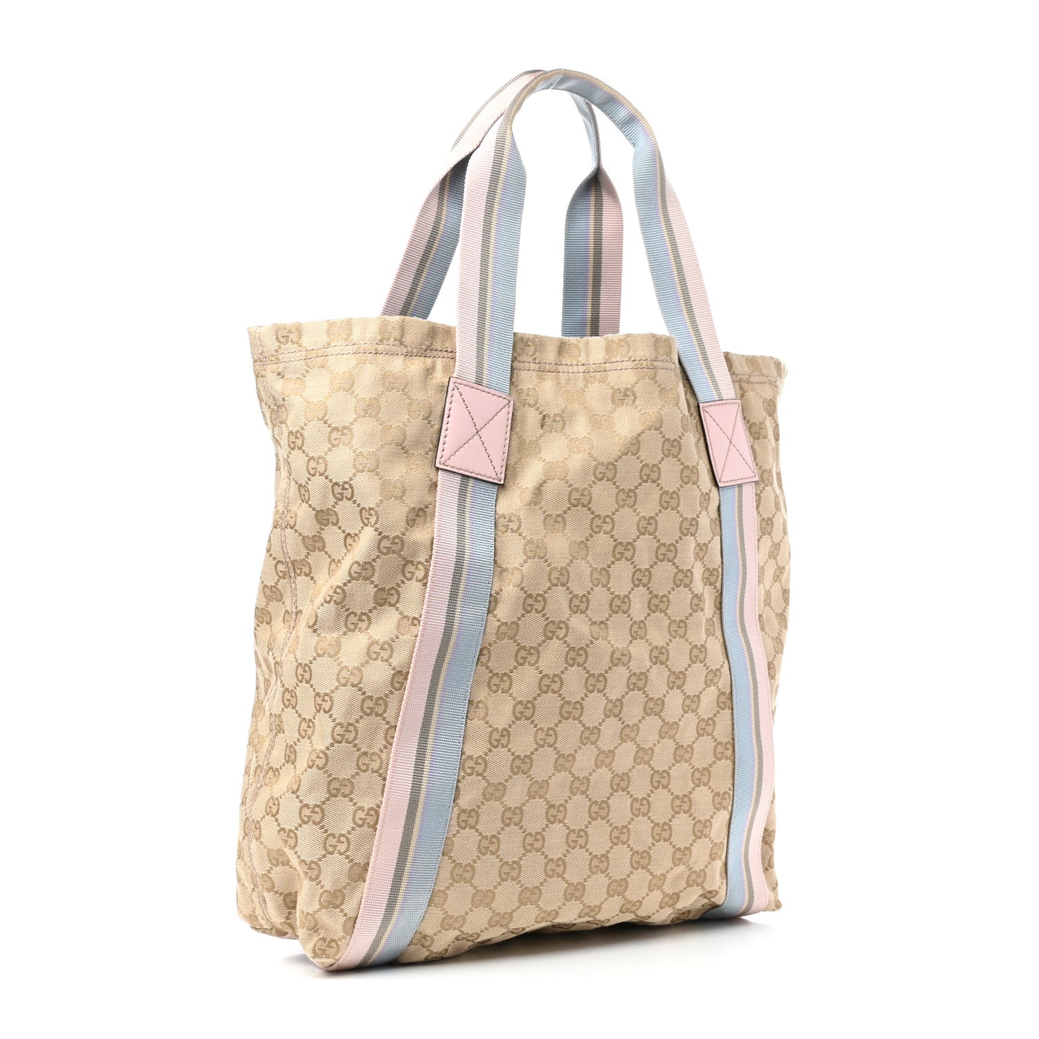 Gucci GG Monogram Medium Web Handle Vertical Tote Pink Blue 3 of 9