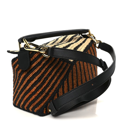 Loewe Calfskin Raffia Paula's Ibiza Small Puzzle Edge Bag Natural Honey Gold 3 of 10