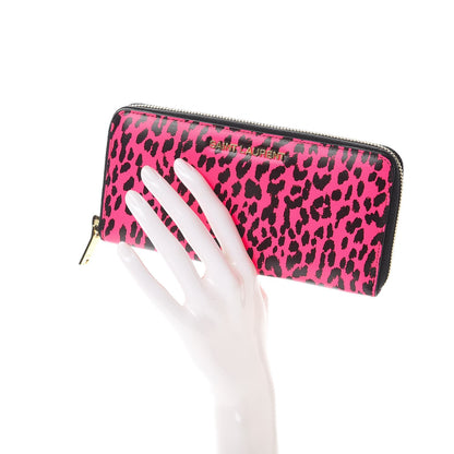 Saint Laurent Calfskin Printed Leopard Classic Letters Zip Around Wallet Pink 2 of 9