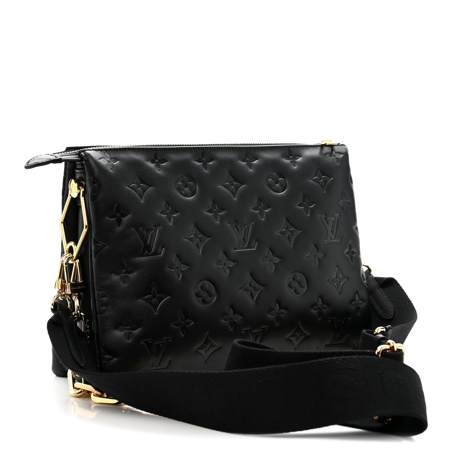 Louis Vuitton Lambskin Embossed Monogram Coussin PM Black 3 of 11