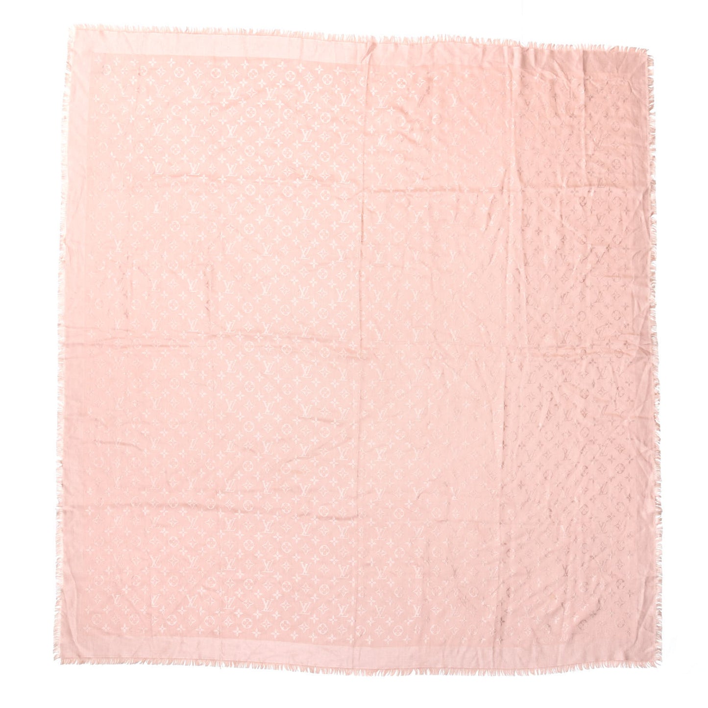 Silk Wool Monogram Shawl Rose