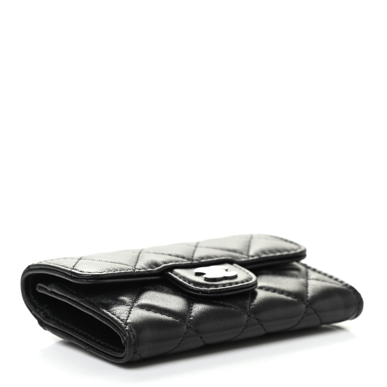 Chanel Lambskin Quilted Flap Card Holder Wallet Black 4 of 8