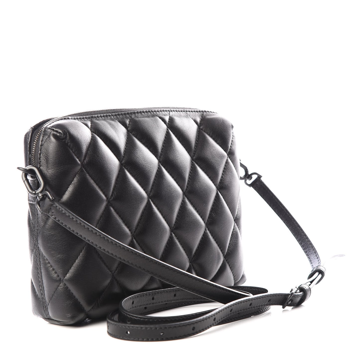 Nappa Calfskin Quilted Touch B Camera Shoulder Bag Black