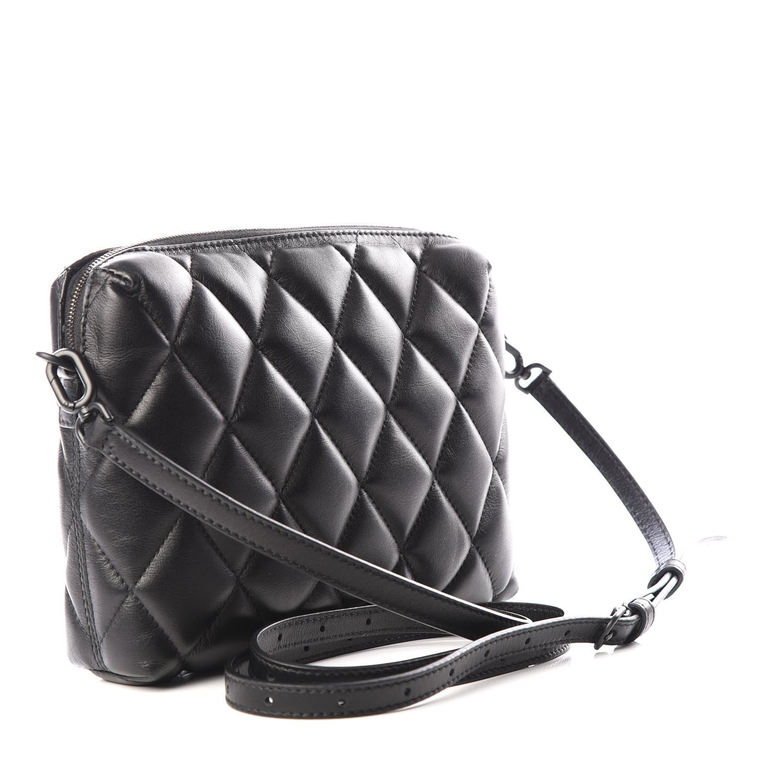 Balenciaga Nappa Calfskin Quilted Touch B Camera Shoulder Bag Black 2 of 8