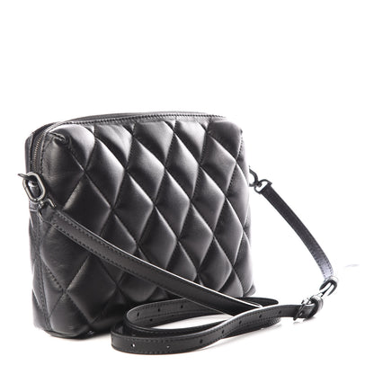 Balenciaga Nappa Calfskin Quilted Touch B Camera Shoulder Bag Black 2 of 8