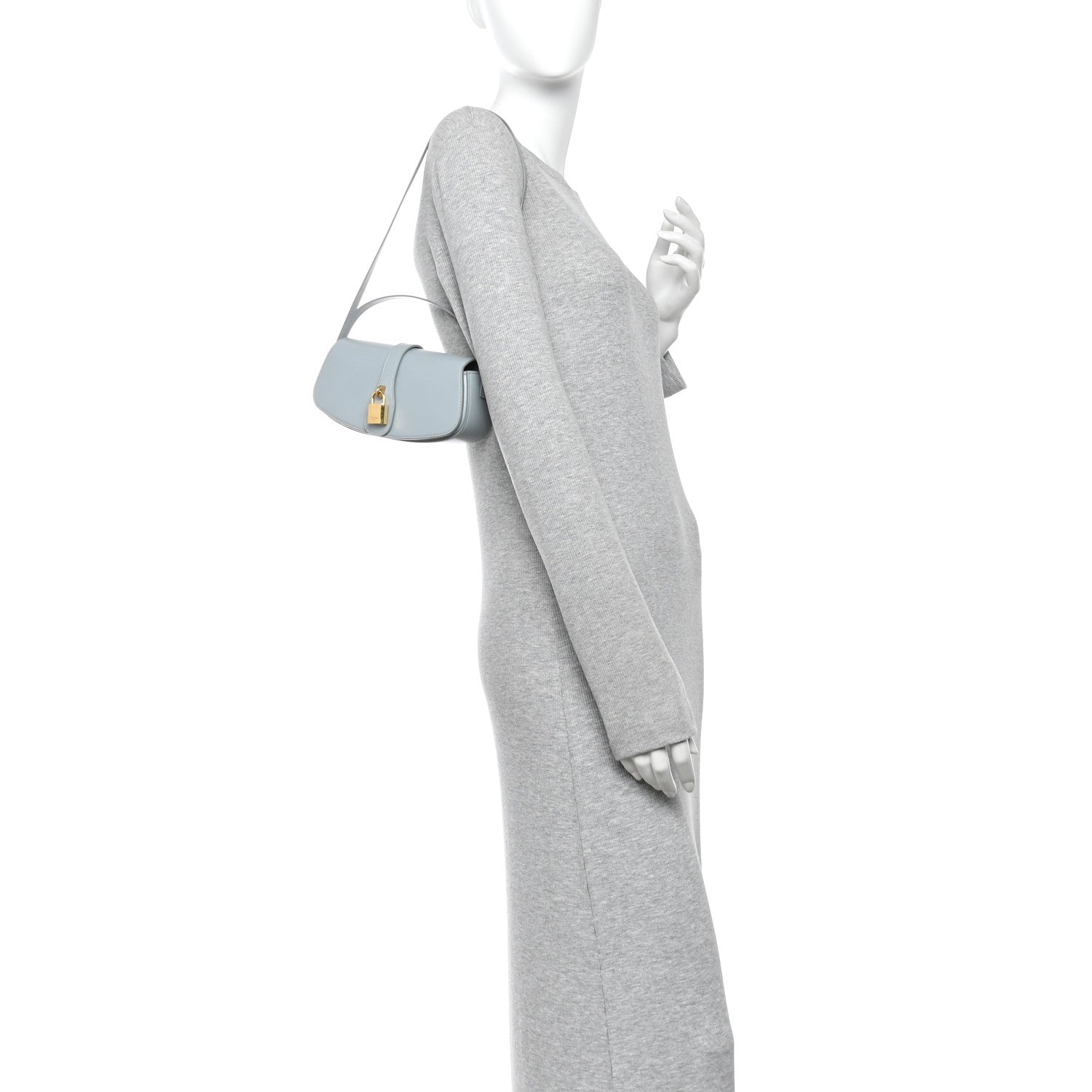 Celine Smooth Calfskin Tabou Clutch On Strap Ice Blue 2 of 9