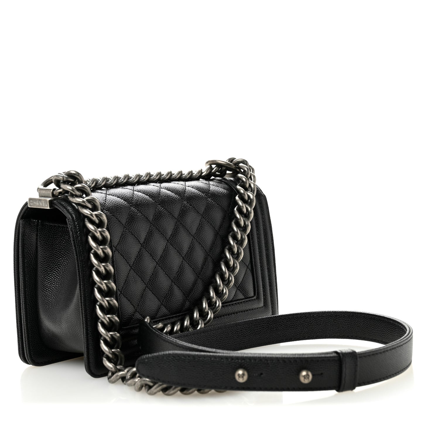 Caviar Quilted Small Boy Flap Black