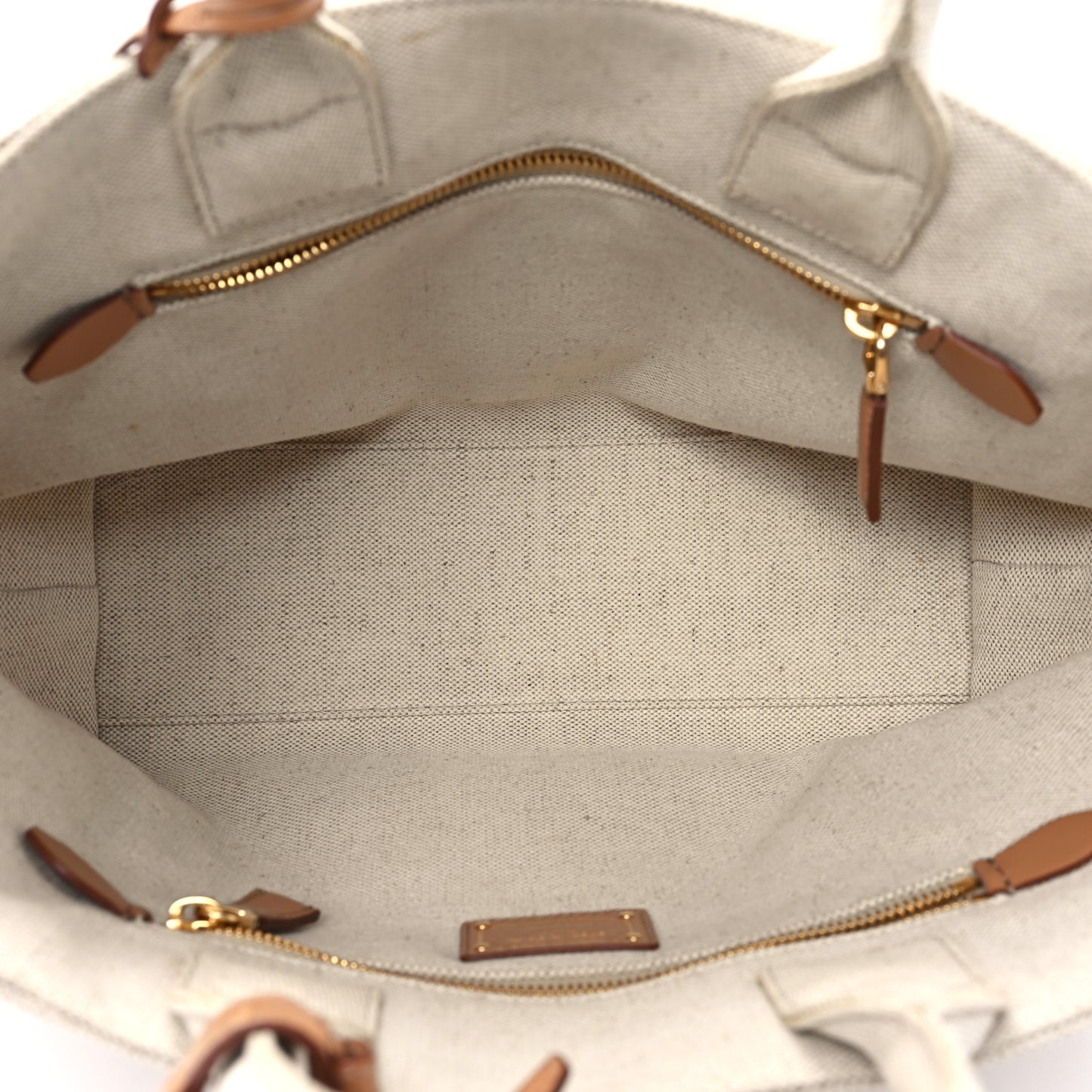 Linen Blend Vitello Logo Tote Natural
