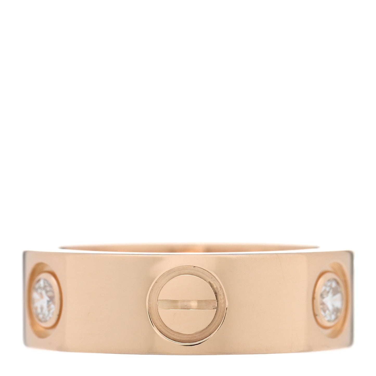 18K Pink Gold 3 Diamond 5.5mm LOVE Ring 46 3.75