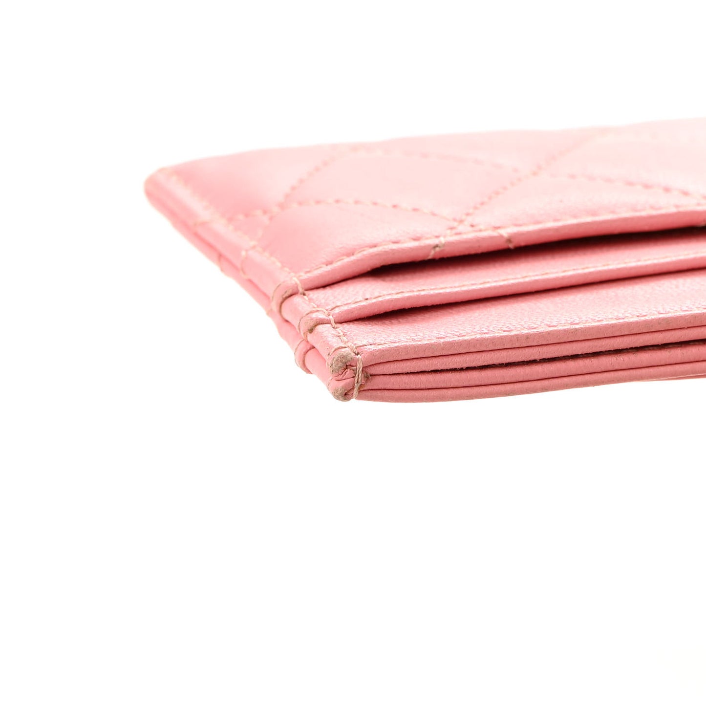 Lambskin Quilted Card Holder Pink
