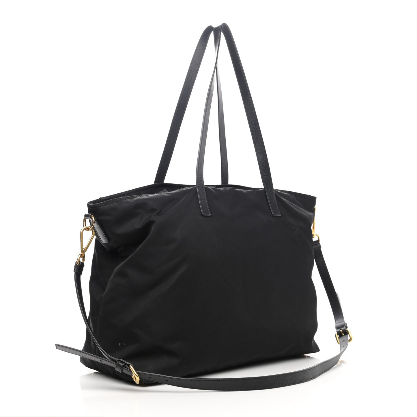 Tessuto Nylon Saffiano Shopping Tote Black