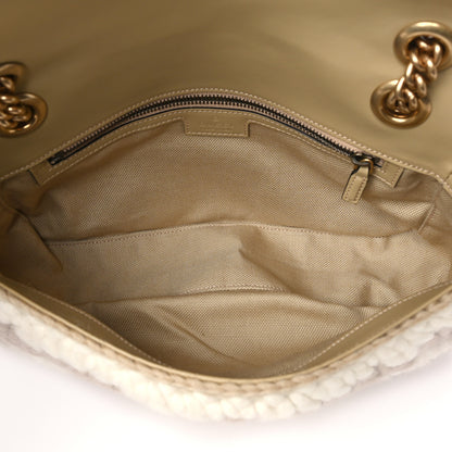 Gucci Wool Houndstooth Woven Small GG Marmont Shoulder Bag Beige White Sand 5 of 10