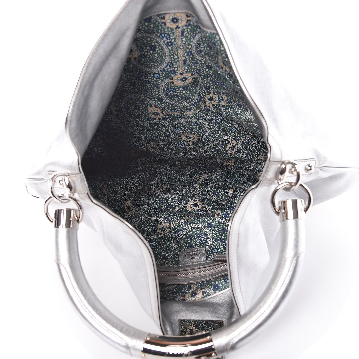 Metallic Calfskin Large Indy Top Handle Hobo Silver