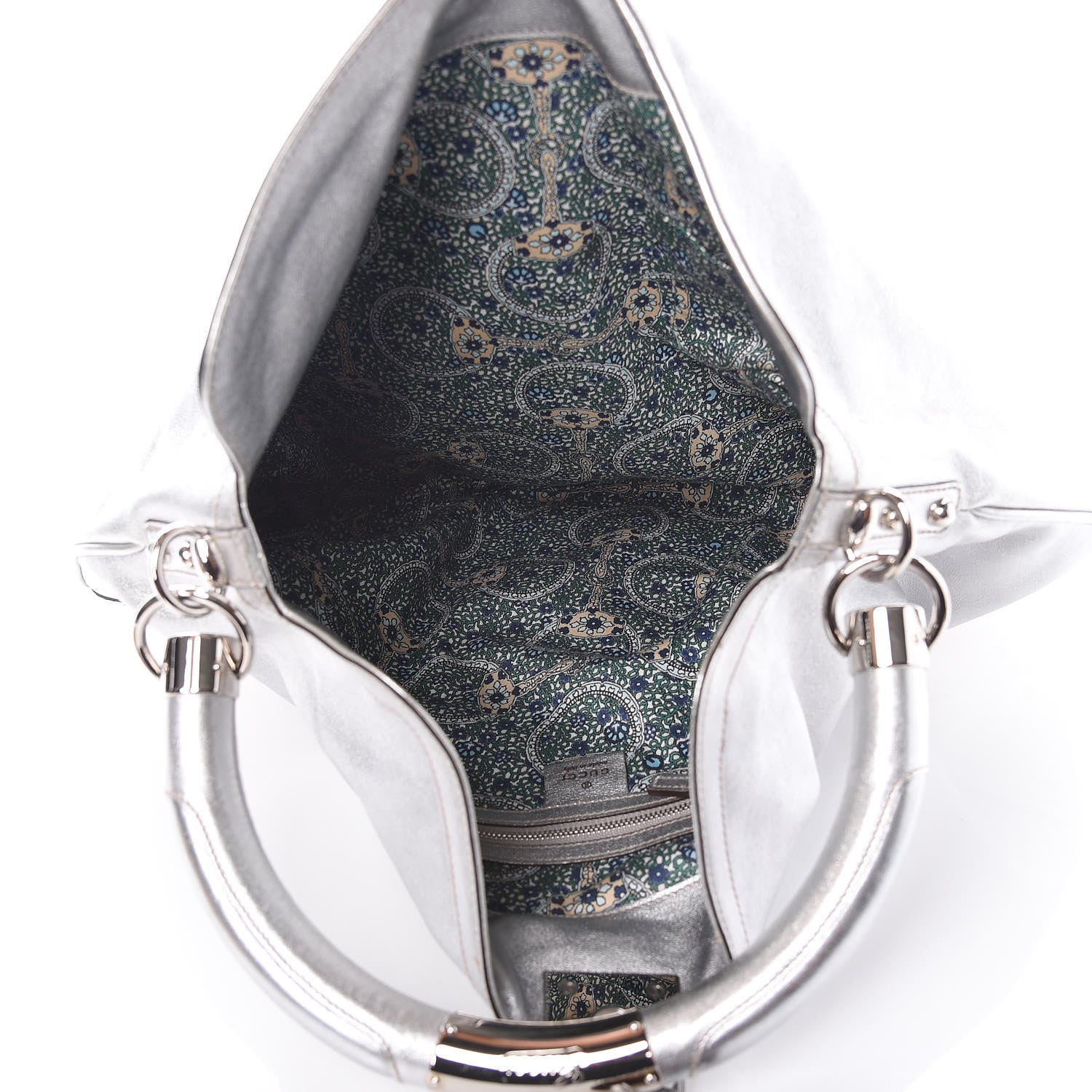Gucci Metallic Calfskin Large Indy Top Handle Hobo Silver 5 of 9