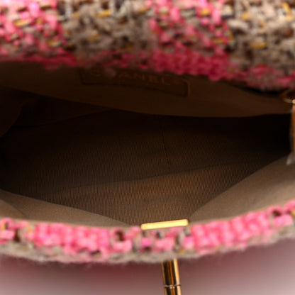 Chanel Wool Tweed Quilted Small Elegant Chain Flap Pink Brown 5 of 10
