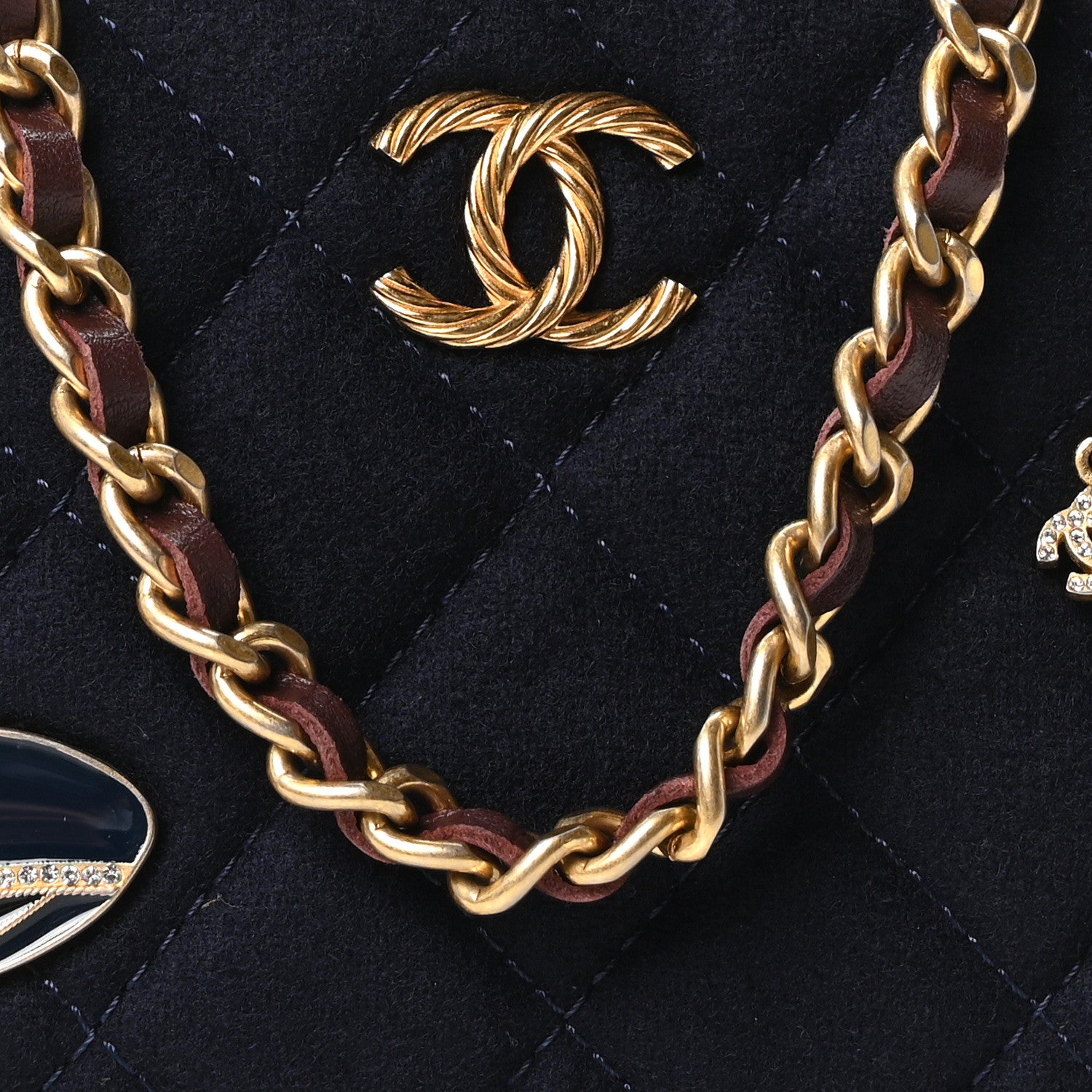 Chanel Felt Quilted Paris-Hamburg Charms Small Clutch With Chain  Dark Navy 8 of 10
