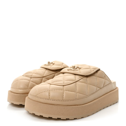 Chanel Lambskin Quilted CC Turnlock Mules  36 Beige 4 of 9