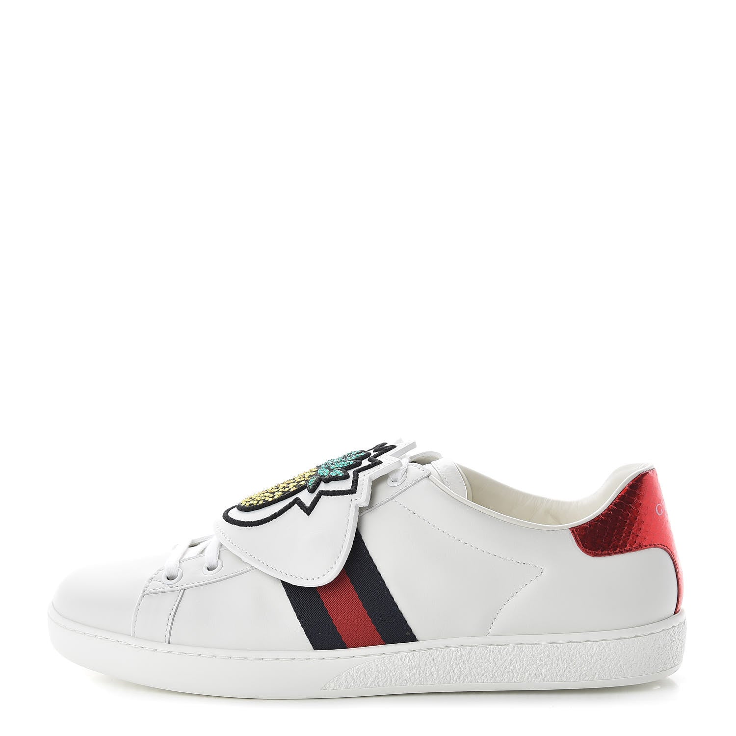 Gucci Calfskin Ayers Crystal Web Womens New Ace Pineapple Sneakers 40 White 1 of 10