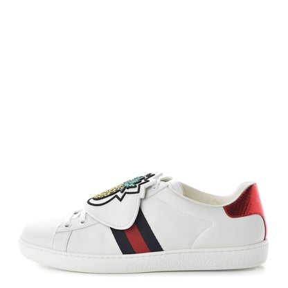 Gucci Calfskin Ayers Crystal Web Womens New Ace Pineapple Sneakers 40 White 1 of 10