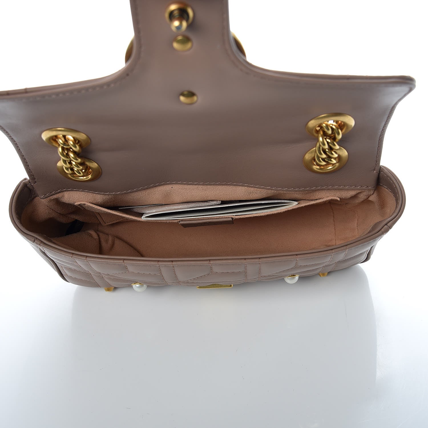 Gucci Calfskin Matelasse Studded Mini Pearly GG Marmont Shoulder Bag Porcelain Rose 5 of 9