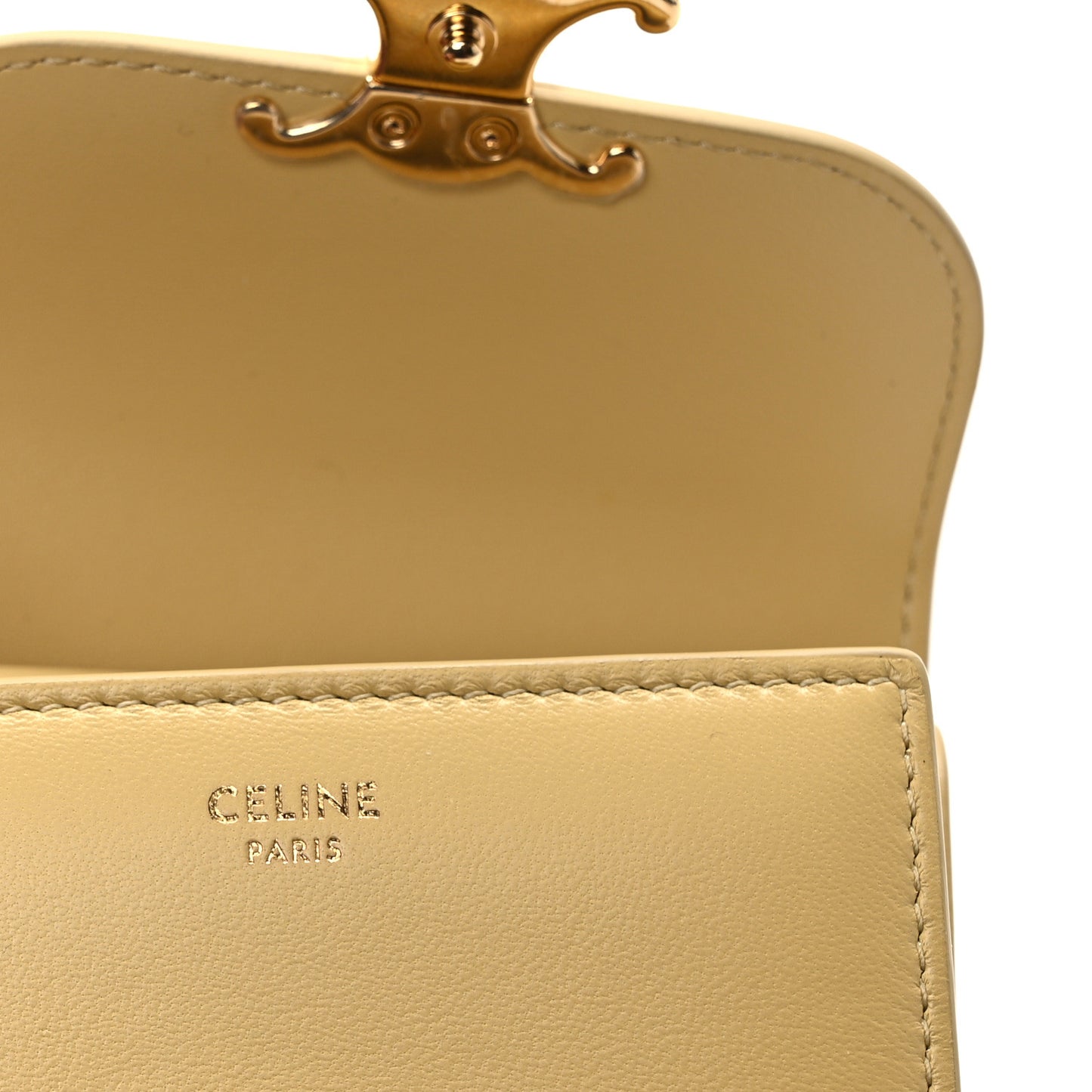 Shiny Smooth Lambskin Small Triomphe Wallet Papyrus