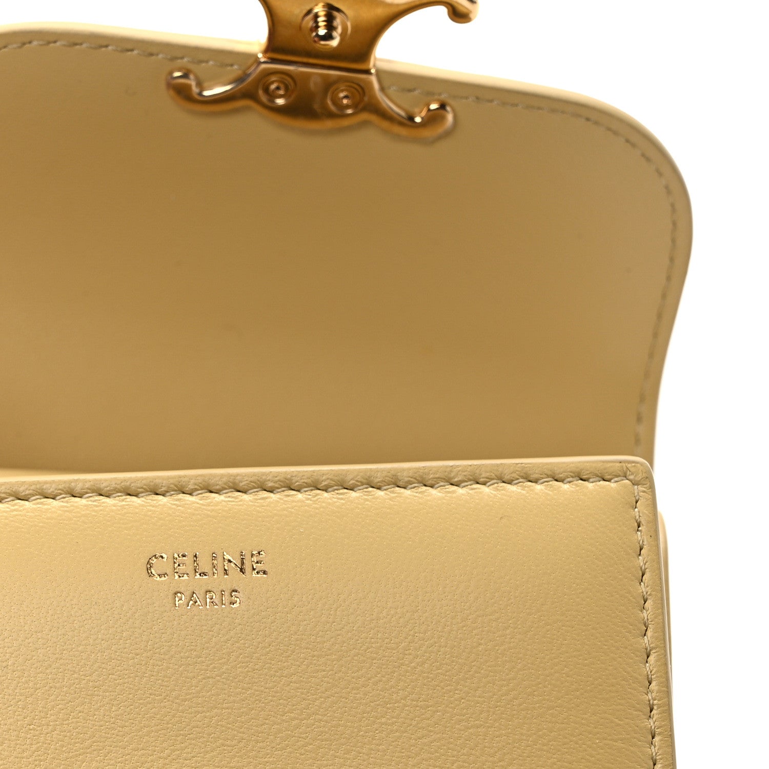 Celine Shiny Smooth Lambskin Small Triomphe Wallet Papyrus 6 of 10
