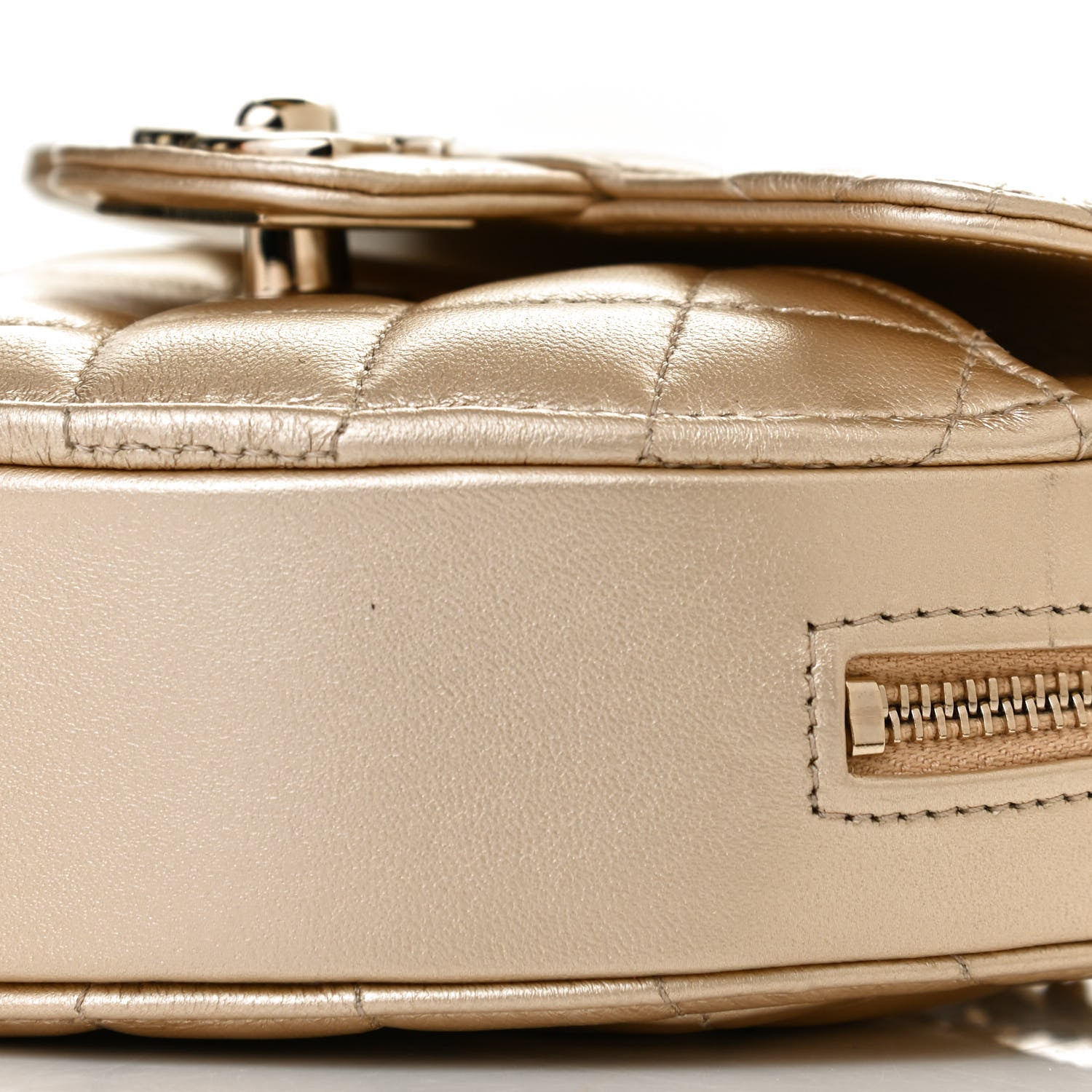 Chanel Metallic Lambskin Quilted CC In Love Heart Clutch With Chain Gold 8 of 9