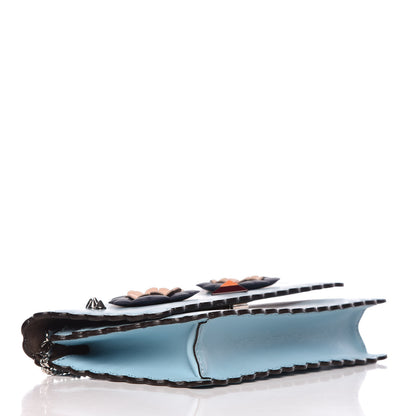 Fendi Vitello Century Lucido Nappa Hypnoteyes Scalloped Studded Tube Wallet on Chain Turchese Pallido Blueberry Multicolor 4 of 11