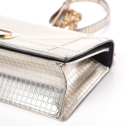 Christian Dior Metallic Patent Micro-Cannage Medium Diorama Flap Bag Gold 9 of 22