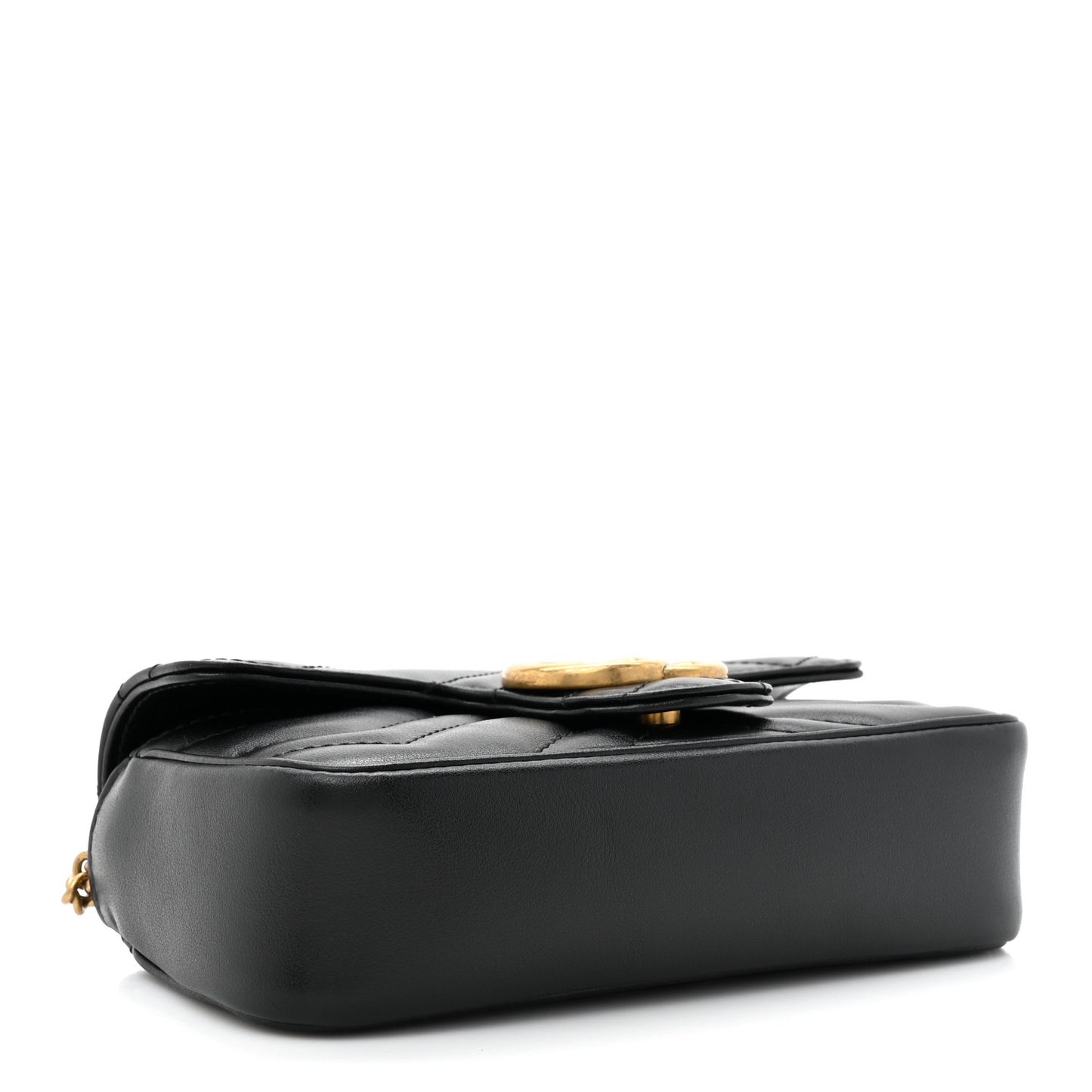 Calfskin Matelasse Super Mini GG Marmont Shoulder Bag Black