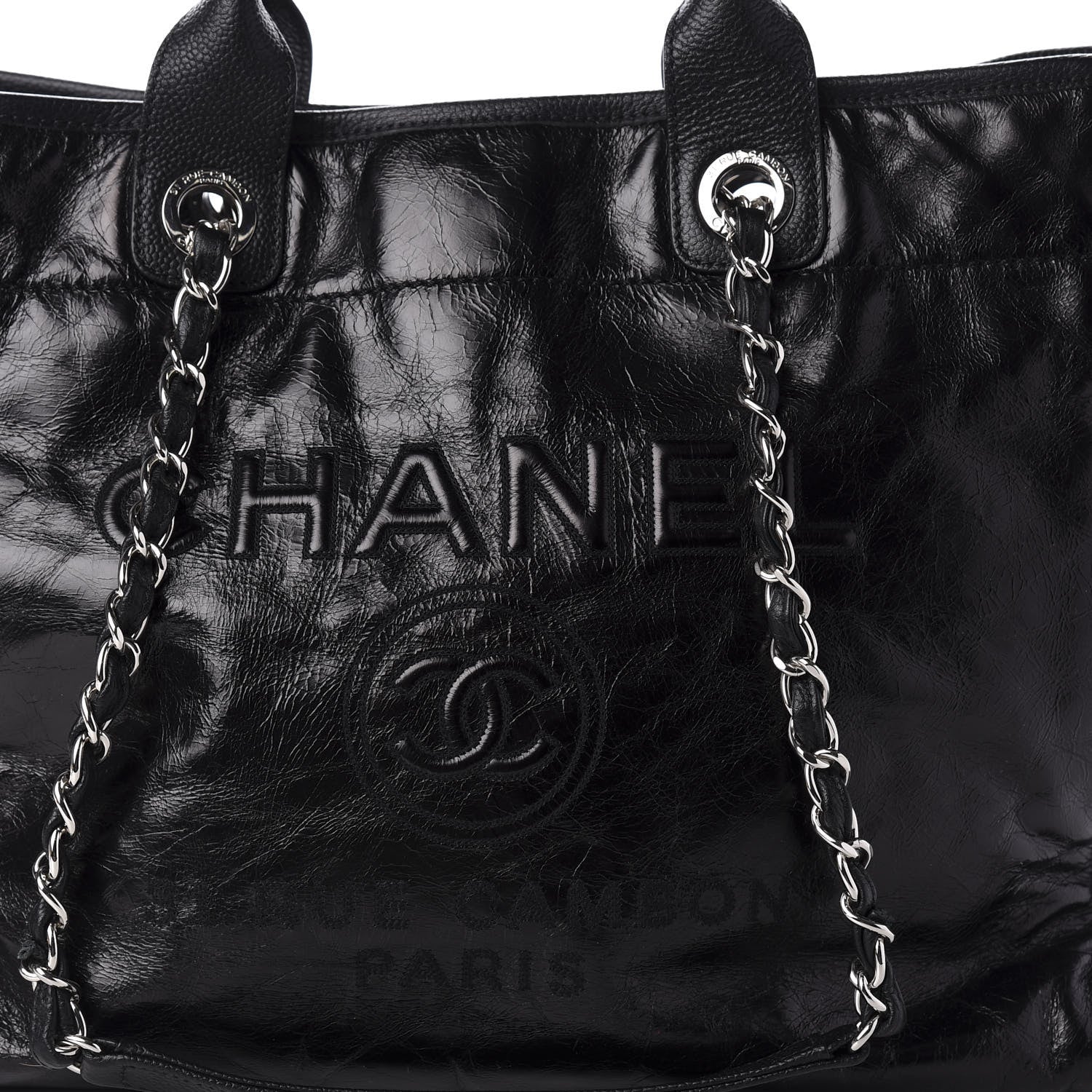 Chanel Glazed Calfskin Medium Deauville Tote Black 10 of 10