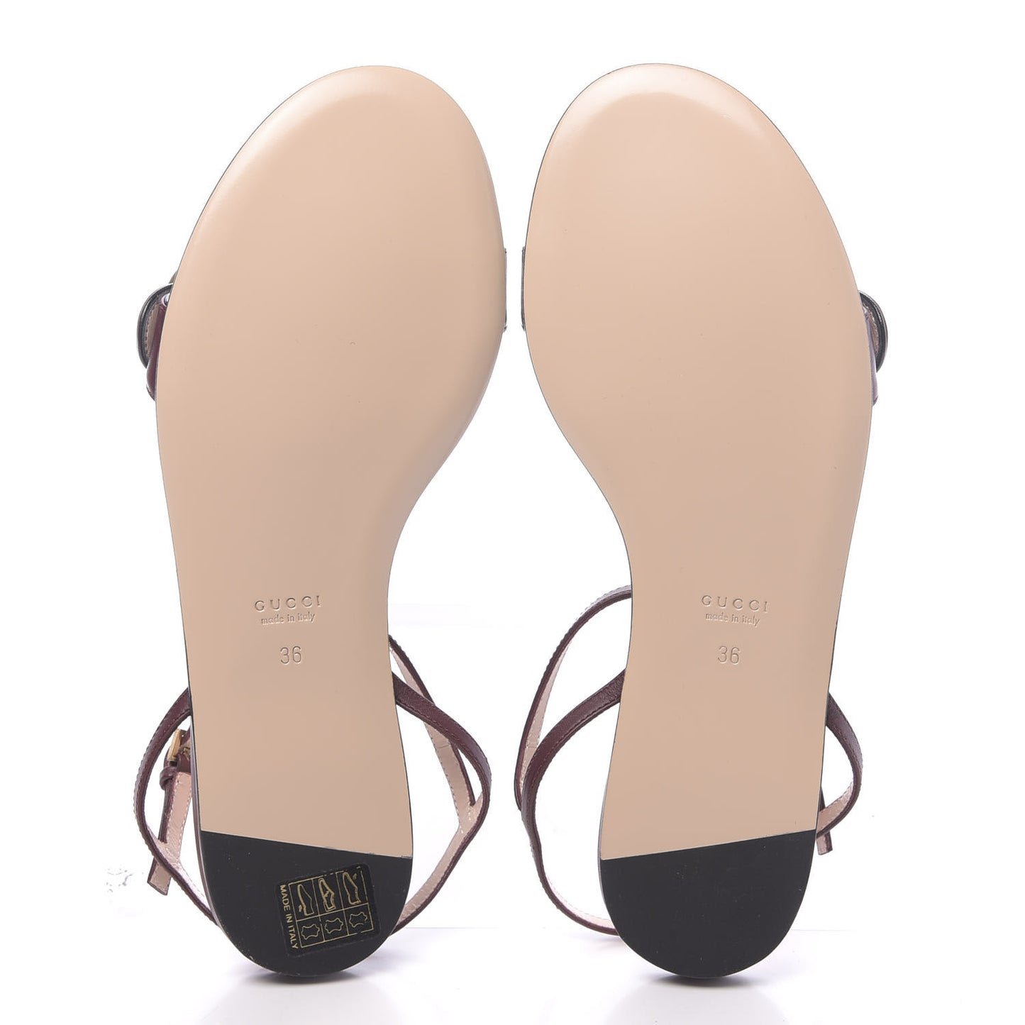 Lifford Calfskin GG Marmont Ankle Wrap Flat Sandals 36 Vintage Bordeaux