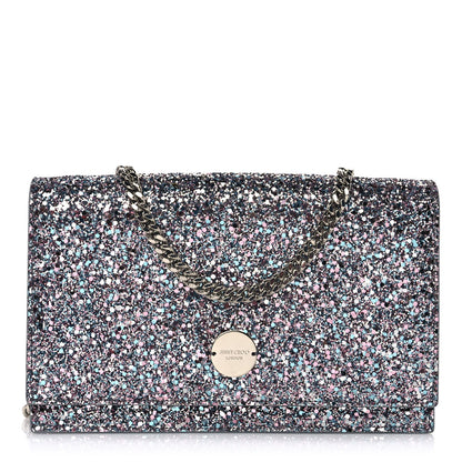 Jimmy Choo Glitter Florence Wallet on Chain Bubblegum Mix 1 of 9