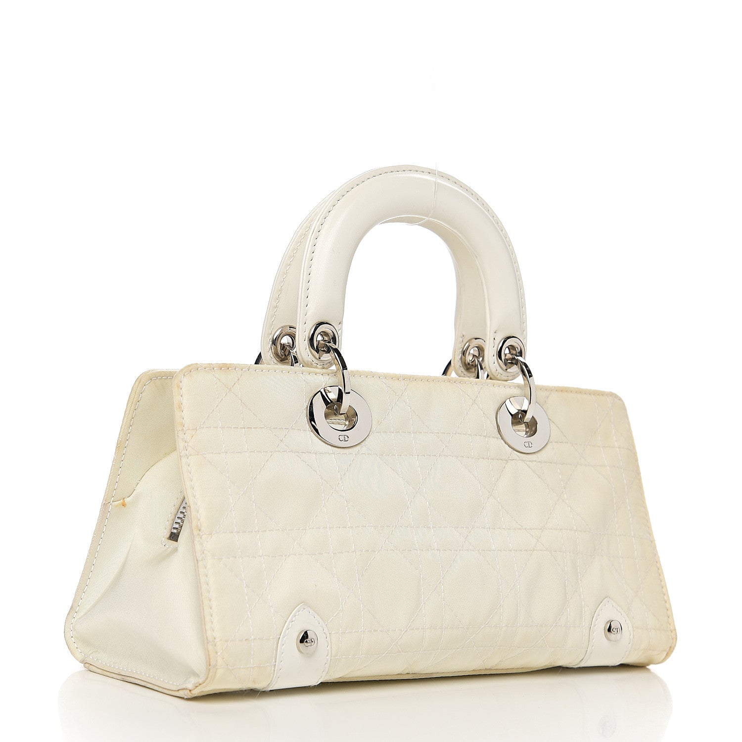 Christian Dior Nylon Cannage Stitched Small Lady Dior East West White 2 of 18