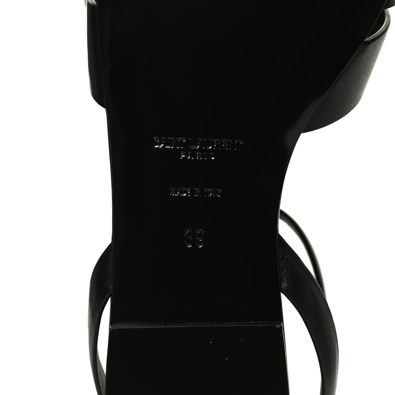 Saint Laurent Calfskin Tribute 05 Ankle Strap Flat Sandals 39 Black 8 of 12