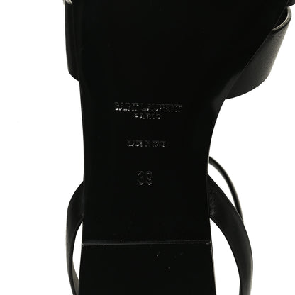 Saint Laurent Calfskin Tribute 05 Ankle Strap Flat Sandals 39 Black 8 of 12